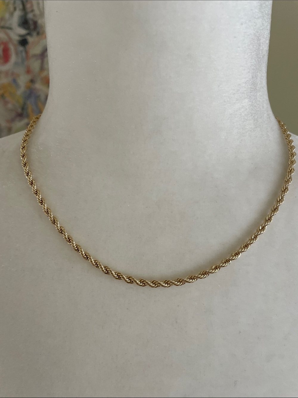 GOLD TONE ROPE CHAIN CHOKER NECKLACE Layering Minimalist Boho
